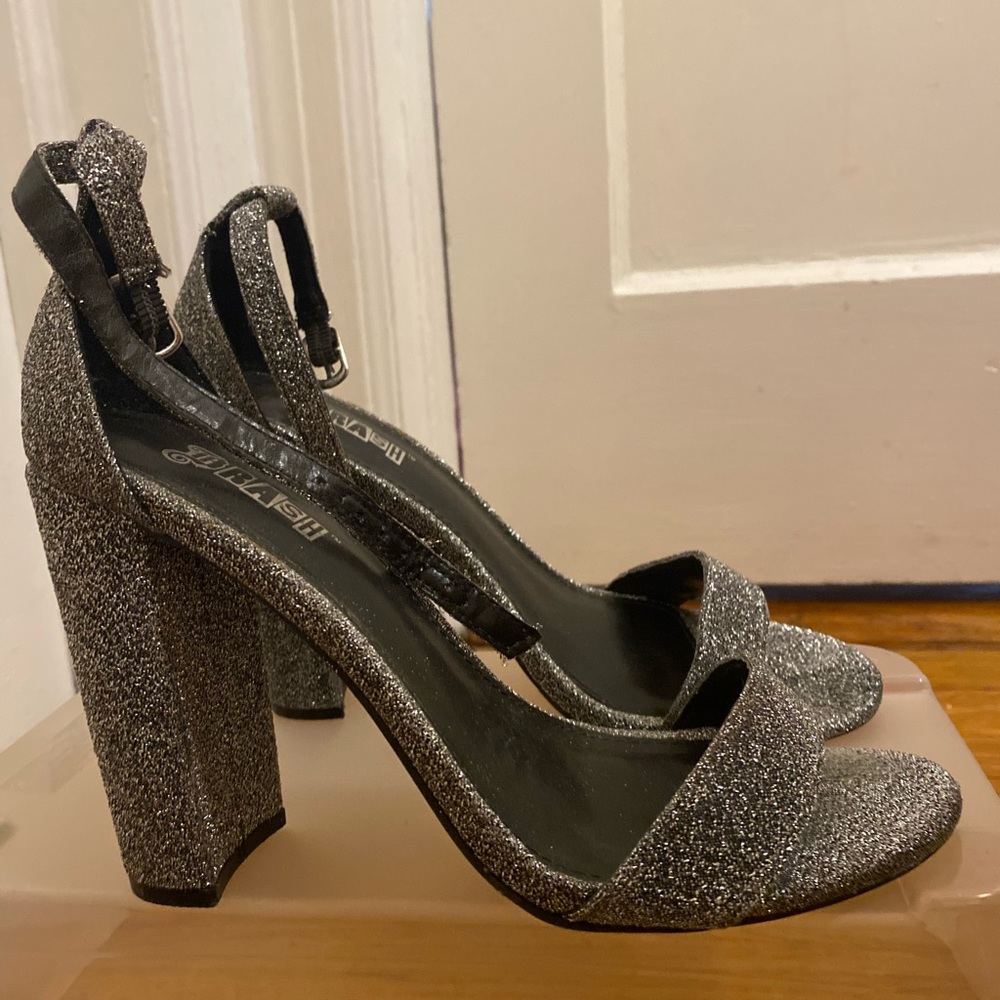Glitter strappy heels